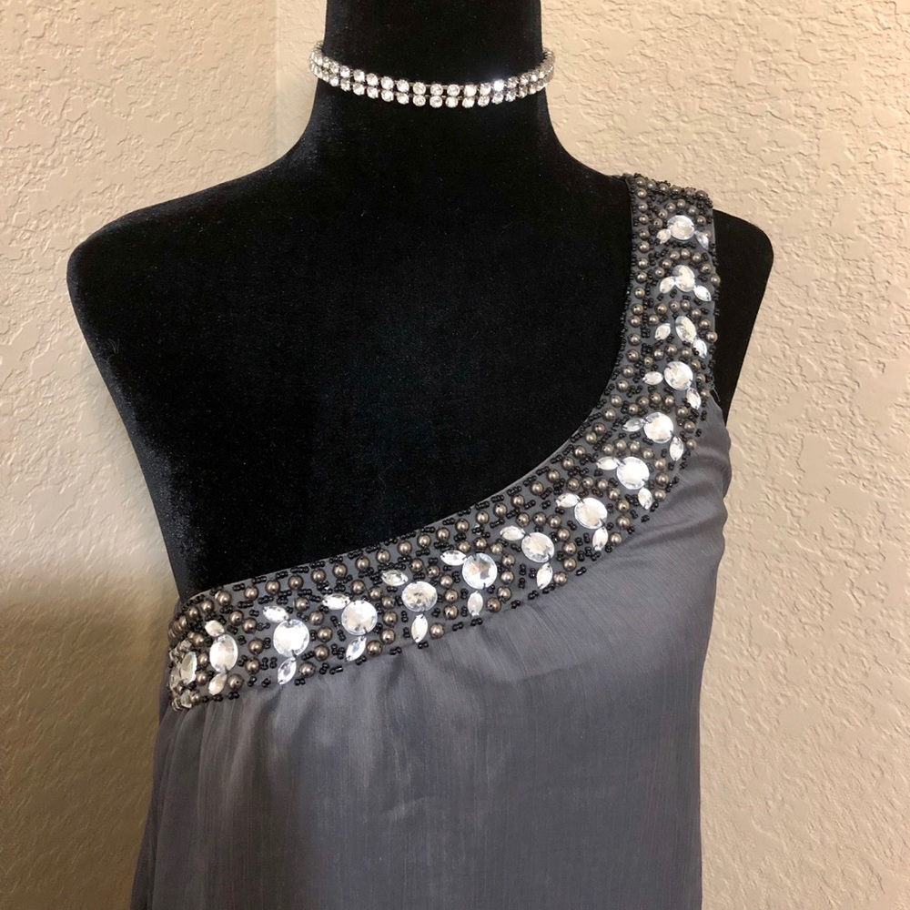 Stunning Beaded Gray Dress
